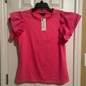 Pink top with ruffle sleeves